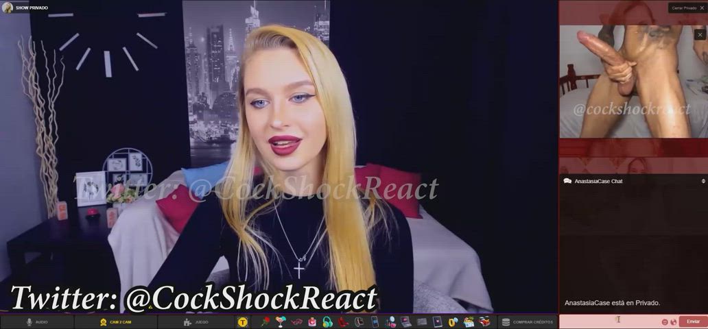 blonde cam camgirl cock shock cock worship reaction clip