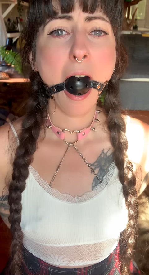 Gagged, clamped and awaiting punishment 