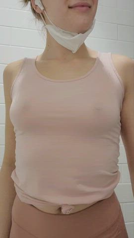 Went to the gym and forgot my top was see through.. oops! [gif]