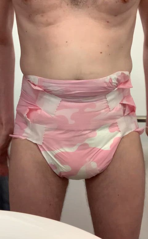 diaper femboy male pink rubbing wet clip