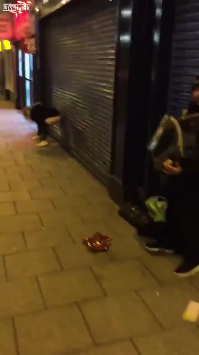Drunk girl falls after pissing