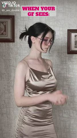 big tits jiggling nerd tiktok white girl clip