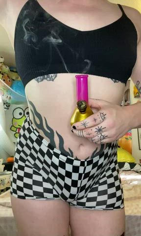 alt smoking tattoo tease trans clip