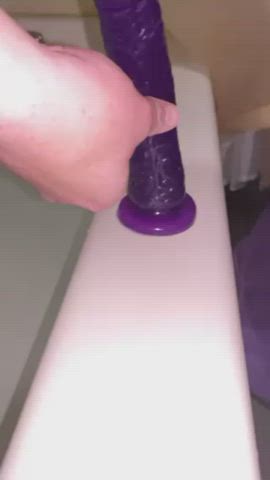 Riding my new suction toy (Adam and Eve Basix Slim Seven Dildo with Suction Cup)