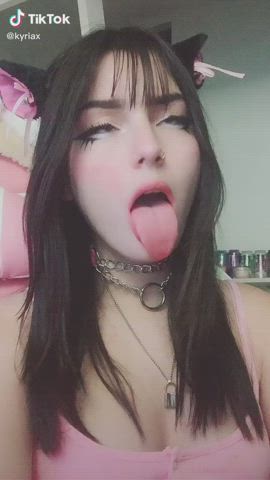 Ahegao Goth Tease TikTok Tongue Fetish r/Catgirls clip