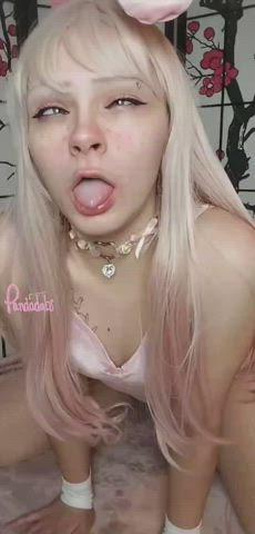 ahegao amateur blonde cute long tongue onlyfans petite solo tongue fetish clip