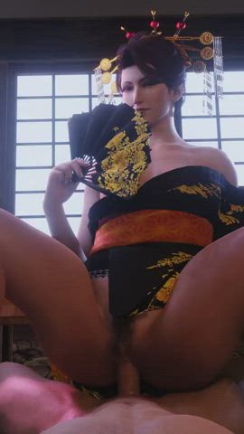 Animation Eye Contact Fantasy Kimono POV Prostitute Riding Sex clip