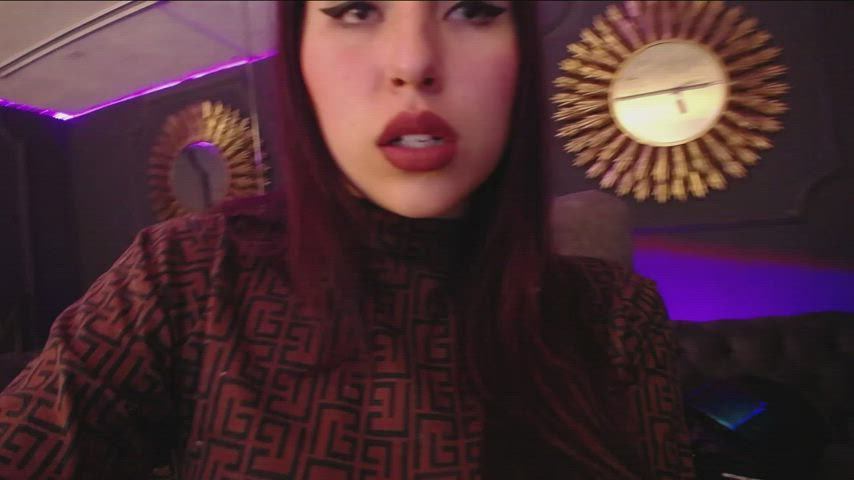 dominant femdom goddess mistress saliva spit tongue fetish worship clip