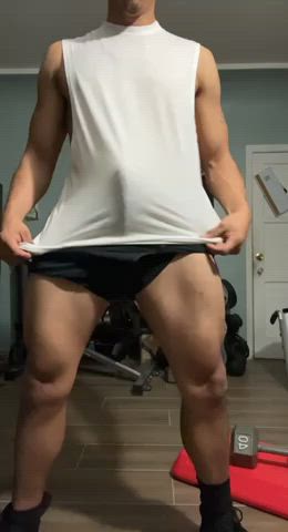 Love grabbing my cock over my clothes