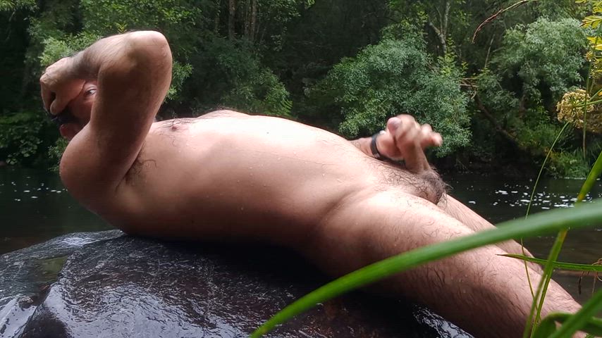 erection jerk off male masturbation masturbating nudist outdoor clip