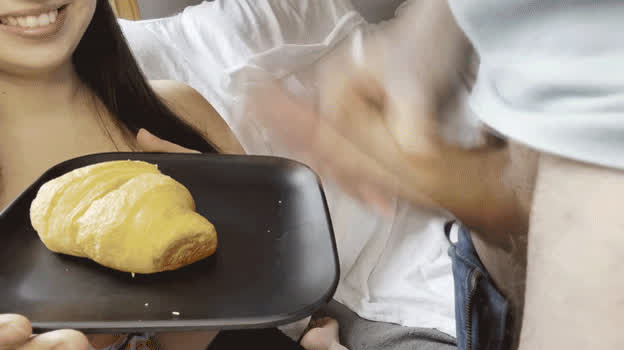 big dick cum cumshot cute fetish food fetish kinky laughing smile clip