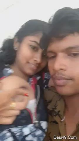 Boobs Desi Girlfriend Indian Public Sucking clip