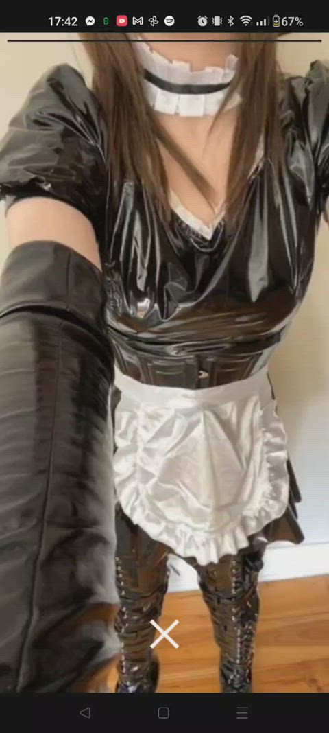 Sissy Maid Saoirse in her new uniform