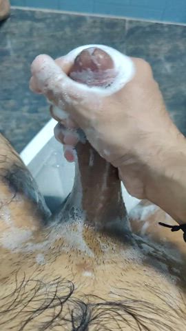 I love playing with my soapy cock and balls