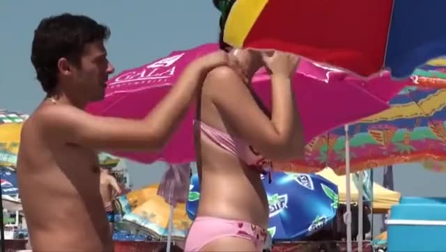 Candid Beach - Busty Brunette Pink Bikini - Pornhub.com
