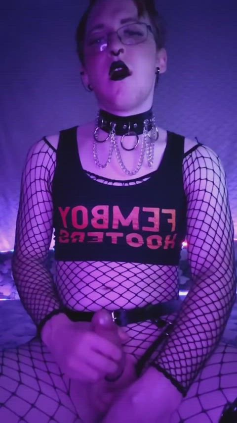 alt femboy fishnet girl dick goth queer trans trans woman non-binary clip