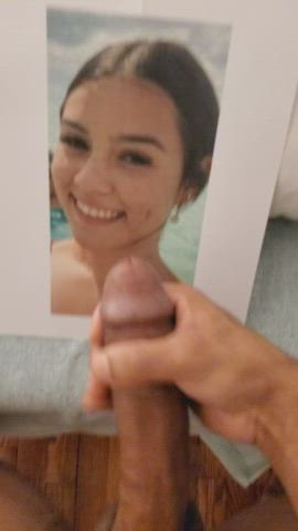 Pretty Smiling Brunette Gets Drenched in BBC Cum ! ;)