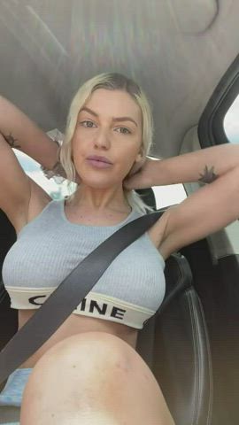 blonde boobs busty car perky public tits titty drop r/caughtpublic clip