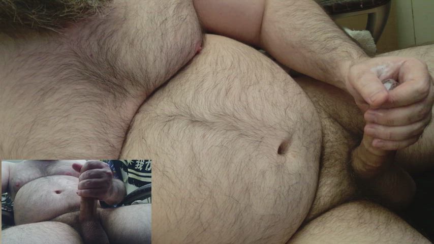 bisexual gay hairy chest male male masturbation uncut bi-kinky bisexual-male gay-cumming