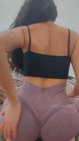 Ass Brunette Bubble Butt Curly Hair Leggings Petite Tattoo Thick Yoga Pants clip