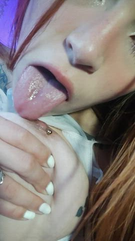 big tits boobs lick nipple piercing onlyfans tattoo tongue fetish clip