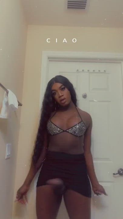 Bouncing Dancing Ebony Erection Gigi Allens Monster Cock Skirt Teasing Trans clip