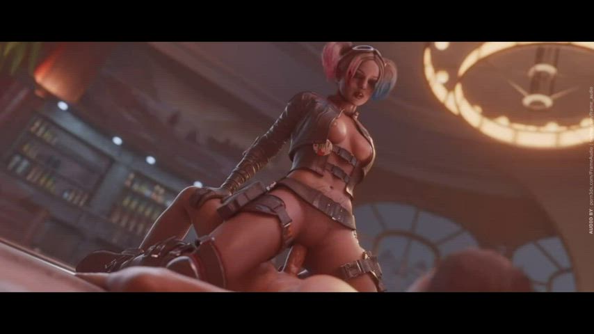 3d animation blonde boobs clothed comics cowgirl harley quinn riding rule34 clip