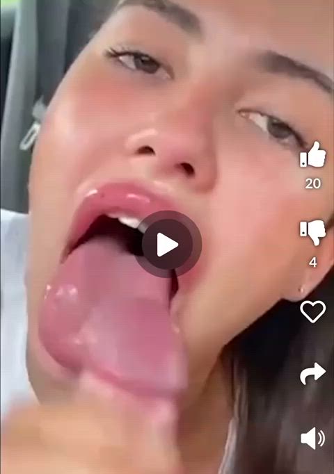 blowjob cum in mouth cumshot fake lips handjob white girl clip
