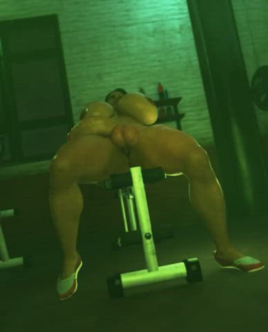 Sexy futanari naked on gym