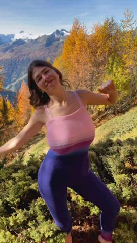 Yoga girl on the mountain
