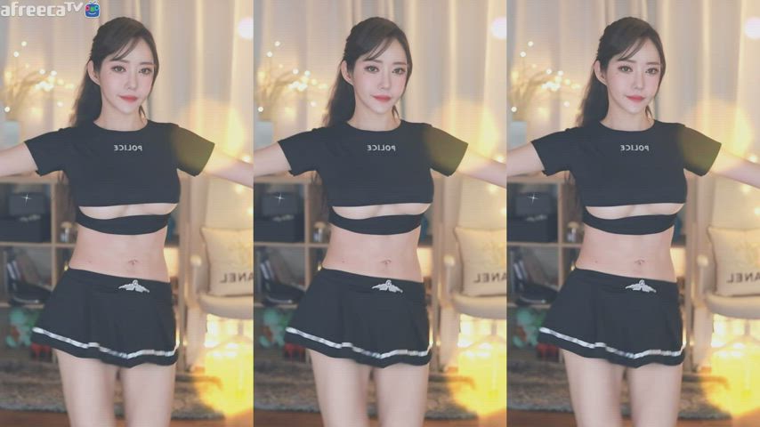 asian dancing fake tits korean pretty skirt uniform clip