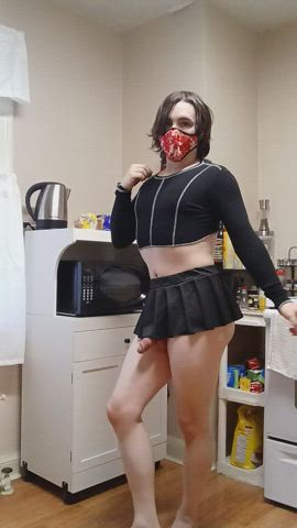 ass femboy penis skirt solo spanking thighs clip