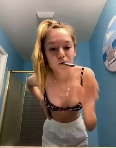 bathroom selfie skinny teen clip