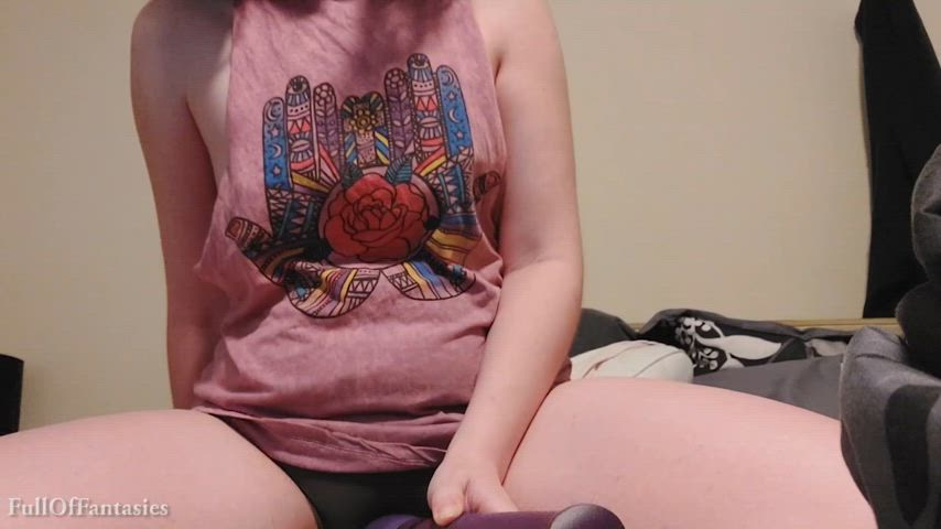 amateur braless fansly gooning grinding magic wand panties sex toy thighs toy clip