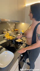 Big Tits Brunette Kitchen Nipple Piercing clip