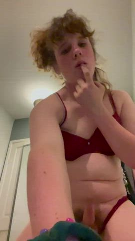 Sissy caught playing with herself pretending to suck dick, what would you do?