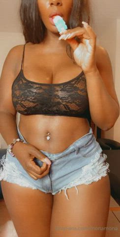 Barely Legal Ebony Jean Shorts Rubbing See Through Clothing Sheer Clothes Sucking