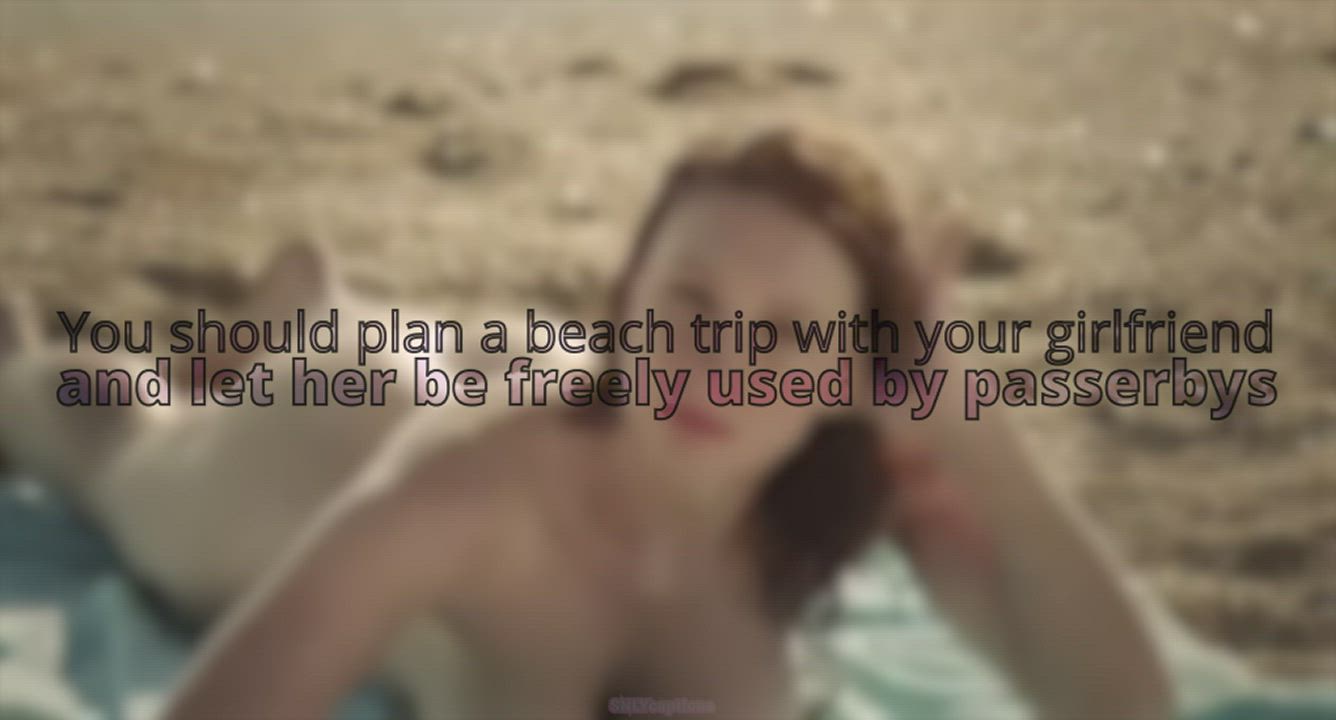 Beach Caption Cuckold Girlfriend Hotwife Public Stranger clip