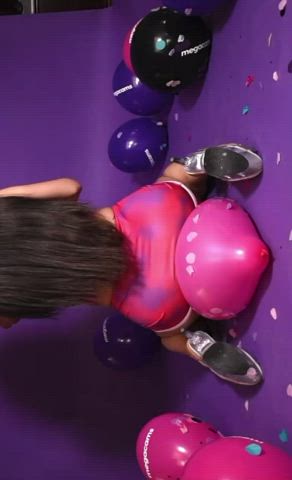 balloons bouncing cowgirl latina onlyfans party skirt upskirt wet and messy clip