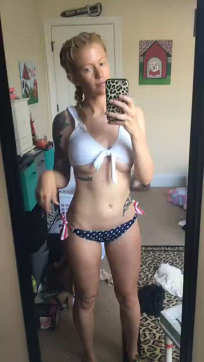 Patriotic bikini looks good on but looks better off
