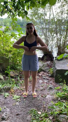 I went for a nature hike today and decided to lift my sports bra to flash the camera