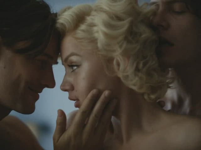 ana de armas celebrity kiss kissing threesome clip