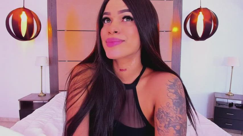 CamSoda Camgirl Colombian Kiss Latina Long Hair Smile Tattoo Webcam clip