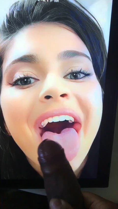 Cumming all over Kylie’s tongue and face