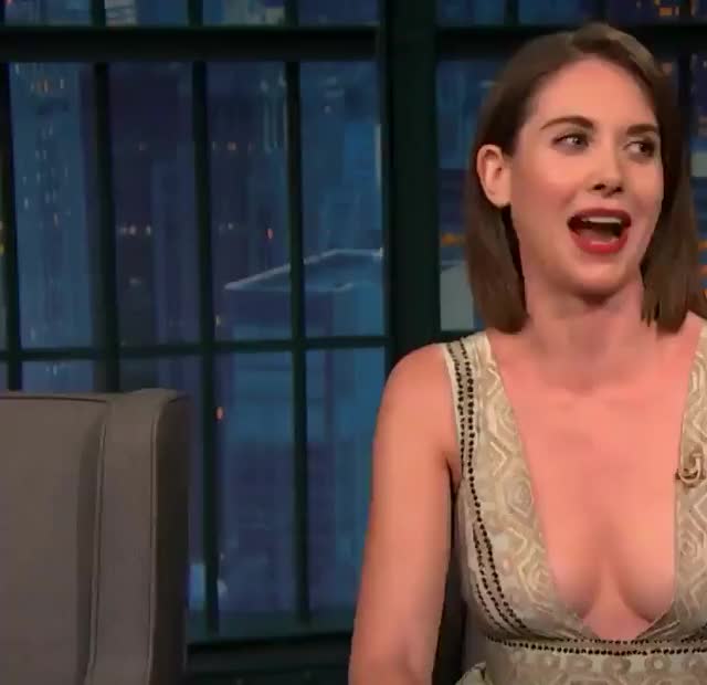 Alison Brie cleavage on Late show