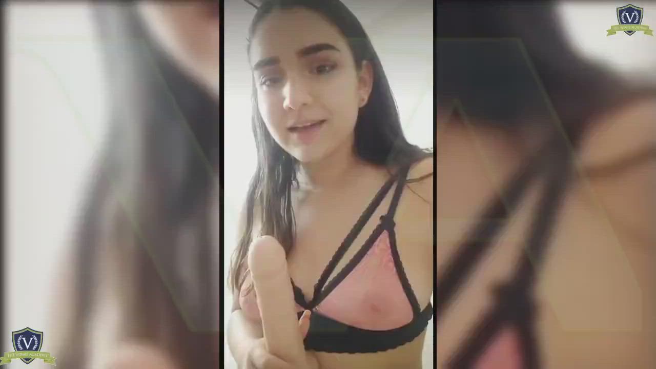 Nice *non puke* teen model is getting tipped to puke on a dildo