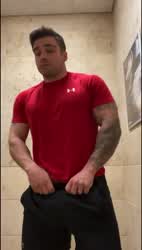 Quick jerk off in the gym bathroom