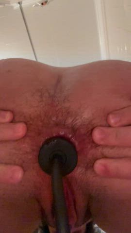 Removing my plug and teasing you with my wet gaping hole