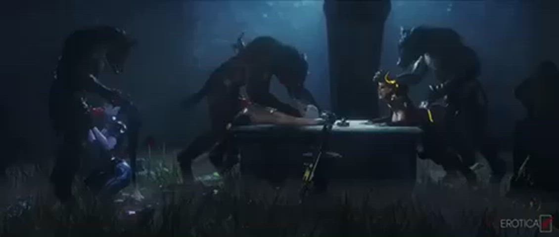 Widowmaker, Ashe, and Mercy Fucked by Werewolves