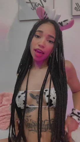 cosplay costume ebony latina model small tits tattoo webcam clip